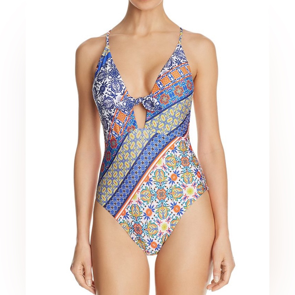 Nanette Lepore✨Scarf Patchwork Goddess One Piece Swimsuit Size 4